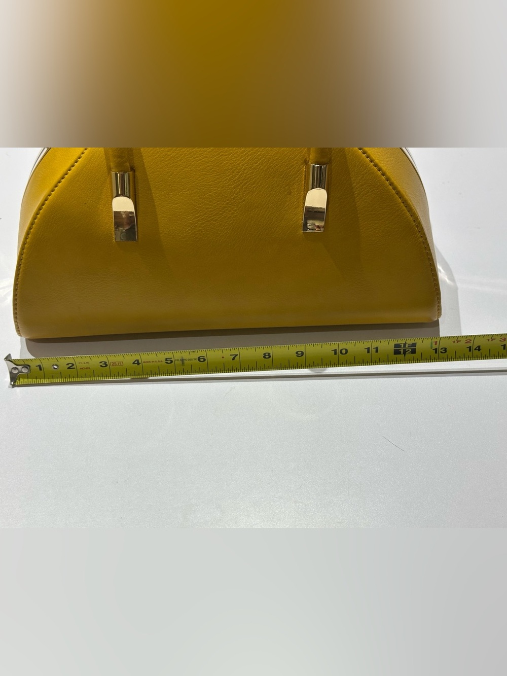 Yellow Dome Satchel Handbag with Gold Trim - Picture 5 of 6